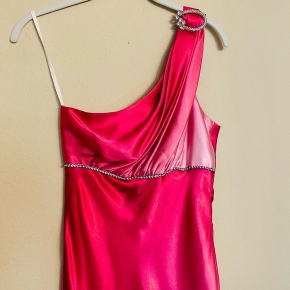 Barbie Pink One Shoulder Party Formal Maxi Dress Size XS - Picture 6 of 16